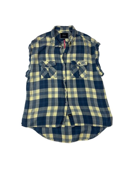 Rails Tops - ✨3/$30 Rails S Sleeveless Yellow & Blue Plaid Button Down Shirt Front Pockets